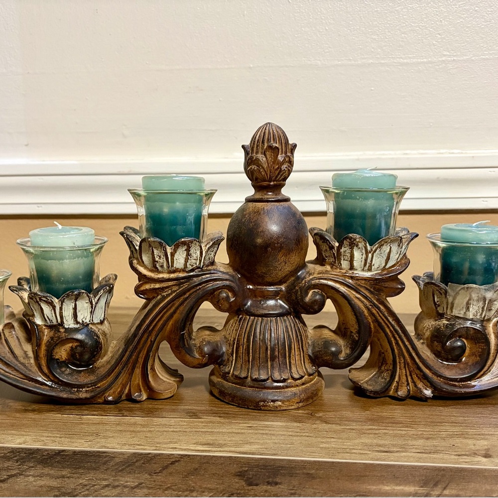 Elegant Brown and Cream Candle Holder